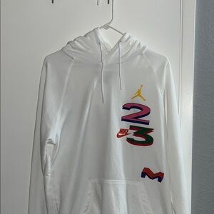 Jordan Nike White Hoodie with Colorful Graphics NWOT!!